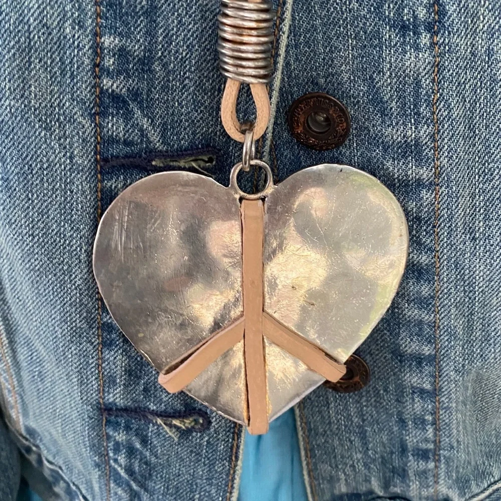 Hammered Heart Statement Necklace - Picture 8 of 9